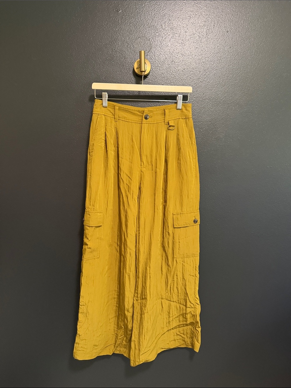 Madewell The Harlow Wide-Leg Cargo Pant Spiced Olive Mustard 6